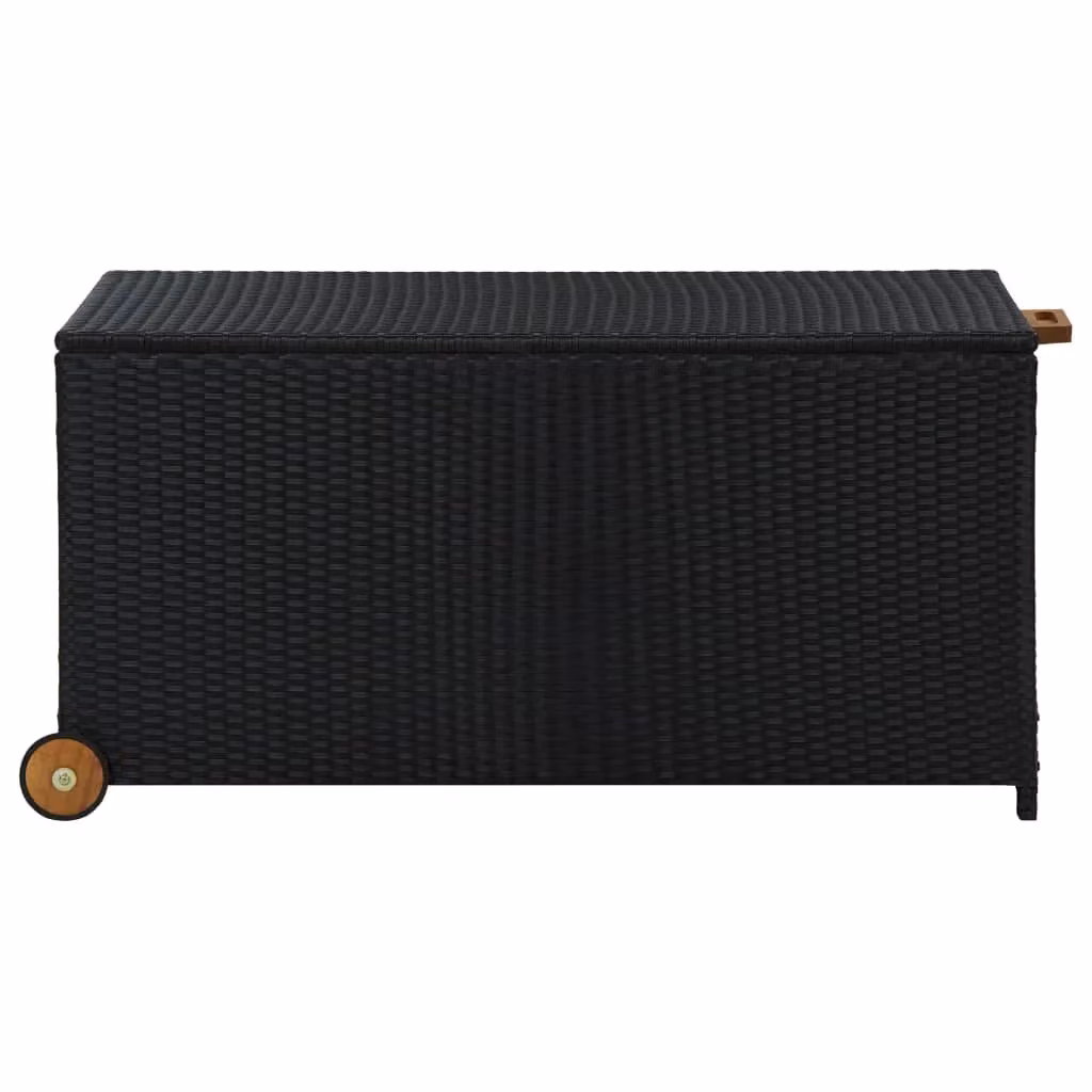 Berkfield Home Black Poly Rattan Garden Storage Box with Castors W/D/H: 120 x 65 x 61 cm – 2