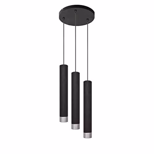 Netlighting Helam Tuba Cluster Pendant Ceiling Light in Black and Chrome, Diameter: 30 cm – 1