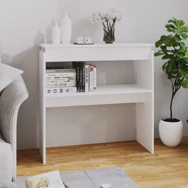 Berkfield Home White Console Table in Engineered Wood, W/D/H: 80 x 30 x 80 cm