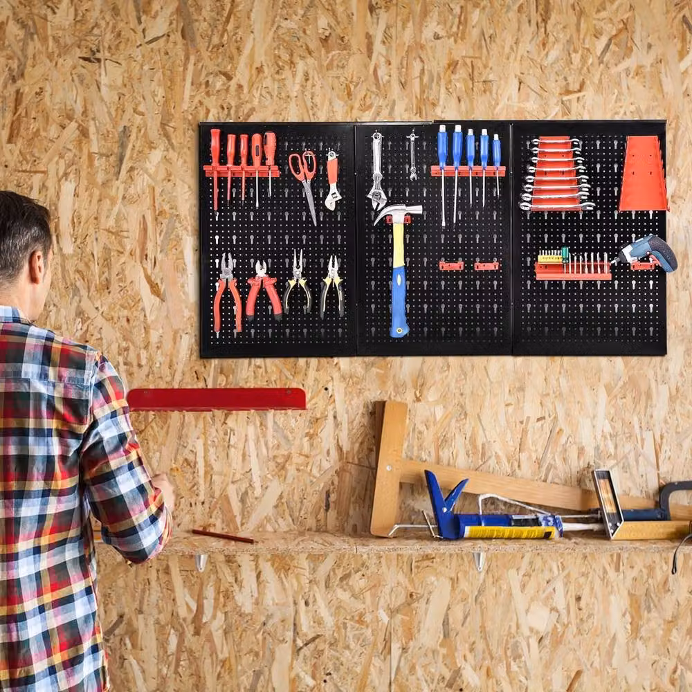 EONLION Pegboard Wall Organizer Kit in Black, W/H: 100 x 200 cm – 4