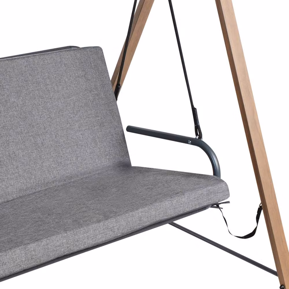 Wyld and Coco 3 Seater Grey Steel Patio Swing with Sun Canopy and Cushions – 3