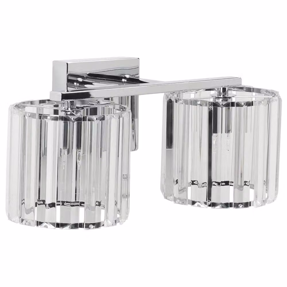Wyld and Coco Modern Geometric Wall Lamp in Silver with Crystal Glass Shades – 2