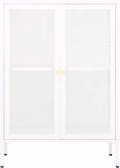 Berkfield Home Modern White Sideboard in Steel and Glass, W/D/H: 75 x 35 x 105 cm – 1
