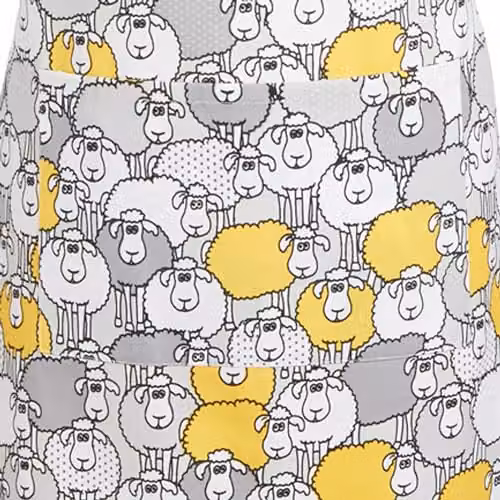 KitchenCraft Yellow Sheep Novelty Cotton Cooking Apron in Yellow, Grey and White – 2