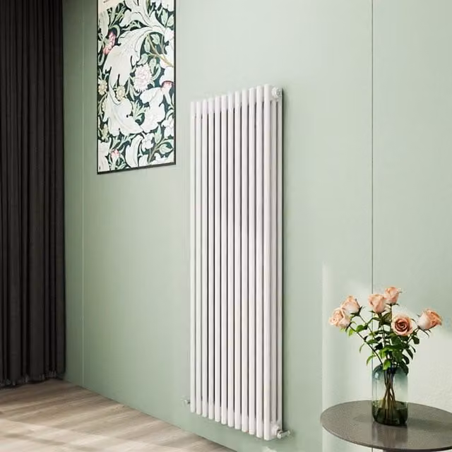 AicaBathroom Vertical Traditional Cast Iron Style 3 Column Radiator, White, H: 150 cm, W: 56 cm, D: 56 cm