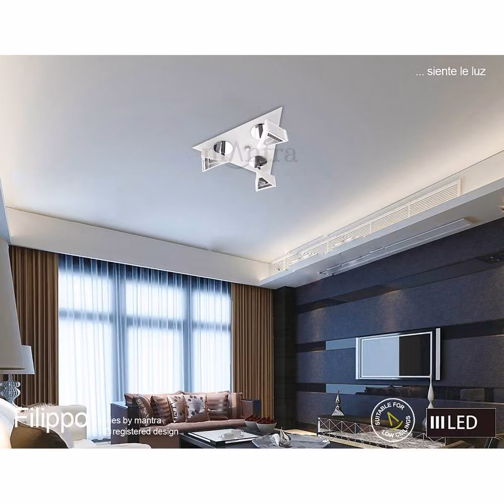 Netlighting Filippo 4 Light LED Square Surface Mounted Spot Light in White and Chrome, 20W, 1750lm, Warm White – 2