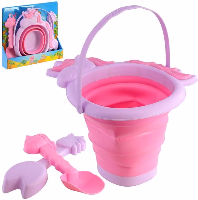 The Magic Toy Shop Foldable Bucket and Spade Set in Pink