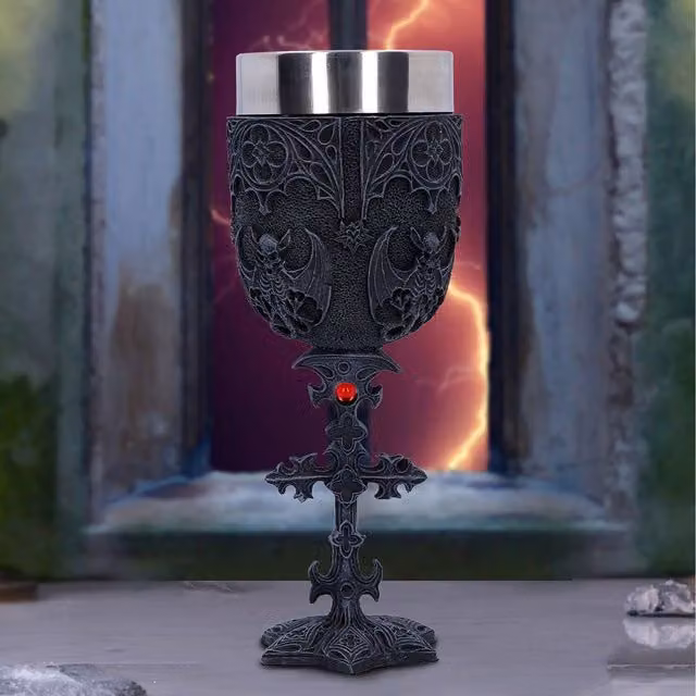 Nemesis Now Gothic Horror Bat Wine Glass in Red and Black