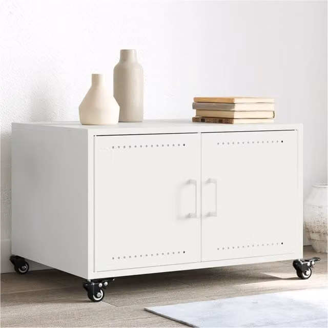 Berkfield Home White Metal Coffee Table W: 68 cm, D: 50 cm, H: 43.5 cm
