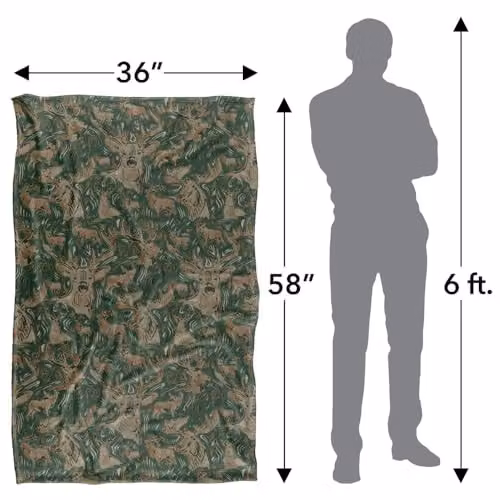JQ Licensing Big Game Deer Moose Hunting Pattern 2 Super Soft Fleece Throw Blanket, Multicolour, W: 91 cm, D: 147 cm – 4