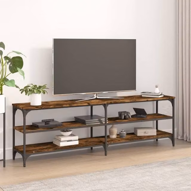 Berkfield Home Industrial Smoked Oak TV Cabinet in Brown, W/D/H: 160 x 30 x 50 cm – 1
