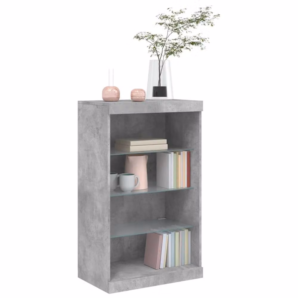 Berkfield Home Modern Sideboard with Integrated LED Lights in Concrete Grey, W: 60.5 cm, D: 37 cm, H: 100 cm – 3
