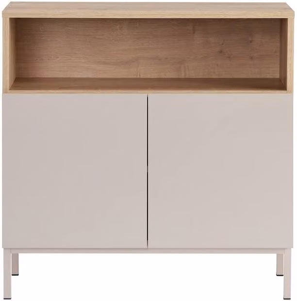 CALICOSY Oliver Small Sideboard with 2 Doors and 1 Niche, Beige, W: 80 cm, H: 80 cm, D: 40 cm – 1