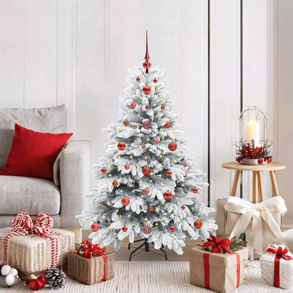 Berkfield Home Beautiful Artificial Christmas Tree with 150 Warm White LEDs, Green and White, Height: 120 cm – 1