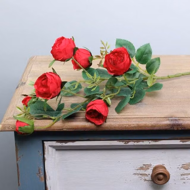 Kingsbury Gifts Red Artificial Peony Rose Spray