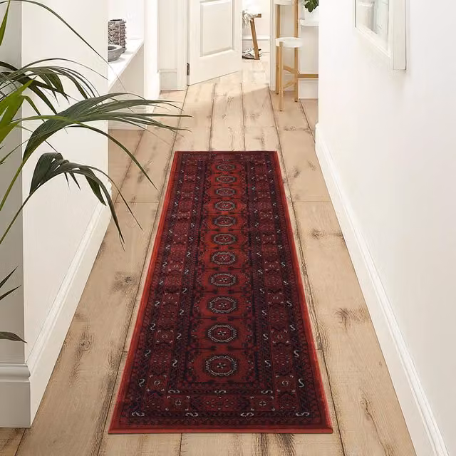 Desire Rugs Yasmin Traditional Bukhara Oriental Area Rug, Red, W/D: 60 x 220 cm