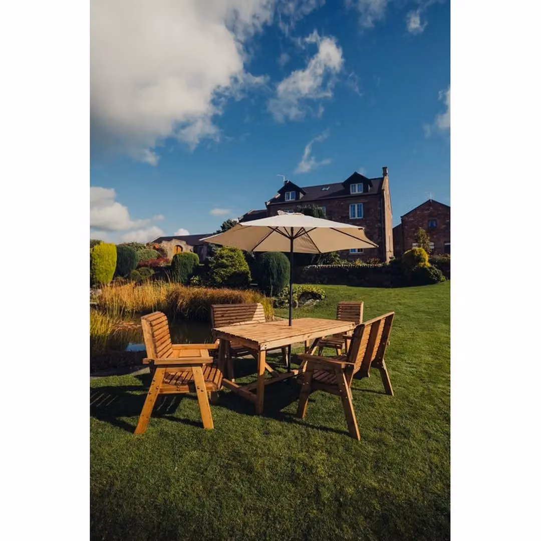 Churnet Valley Garden Furniture Ltd 6 Seater Valley Pine Garden Furniture Set in Brown – 6