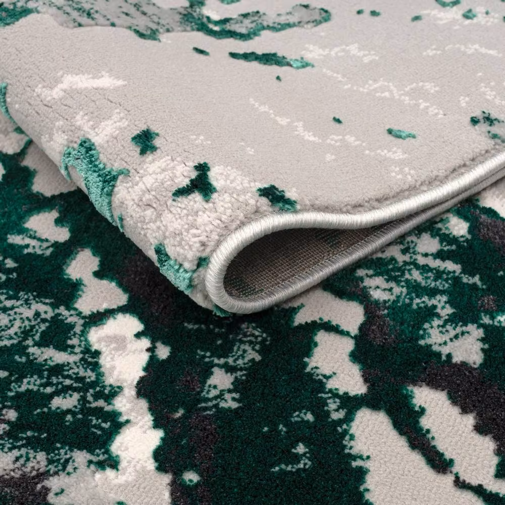 Smart Living Luxury Soft Modern Shimmer Sunset Rug in Emerald, W: 60 cm, L: 220 cm – 2