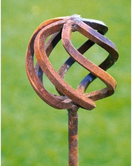 Poppyforge Brown Metal Cage Ball Pin Large Plant Support, Pack of 3, H154.2 cm