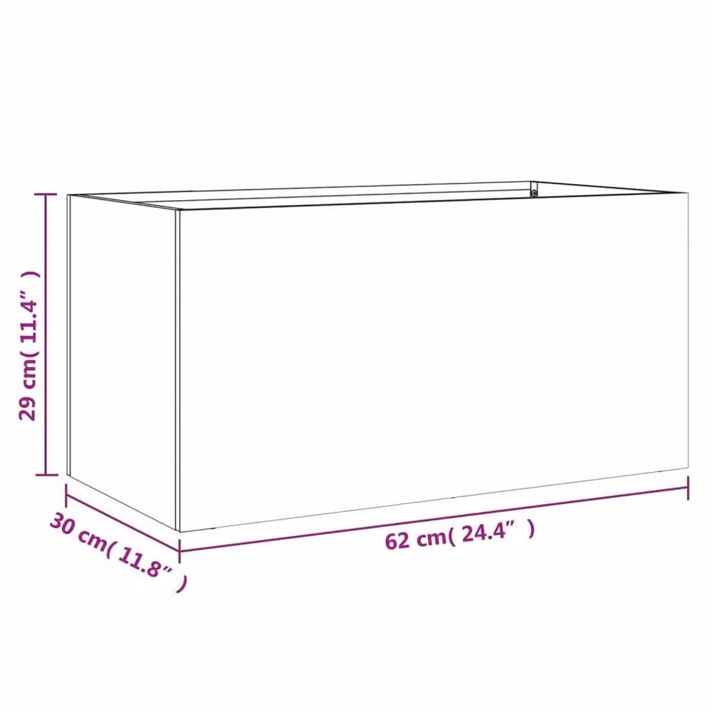 Berkfield Home Steel Planter Tub, Black, W: 62 cm, D: 30 cm, H: 29 cm – 4