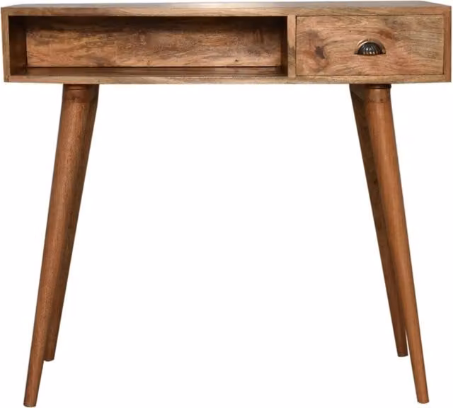 KDMK Mango Wood Scandinavian Writing Desk in Orange and Brown