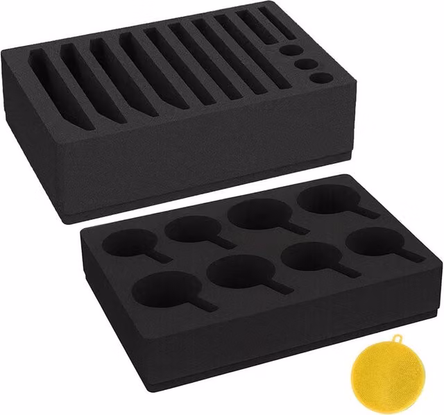 Ventryn Set of 2 Foam Cup and Plate Holders in Black for Caravans, Motorhomes and Boats