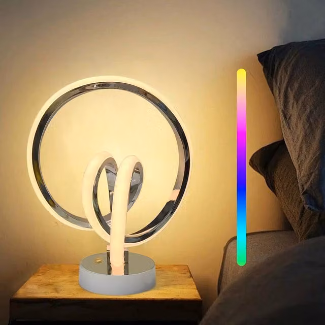 Garwarm RGB LED Heart Novelty Table Lamp in Silver with Remote Control and Dimming Function, Height: 26.5 cm