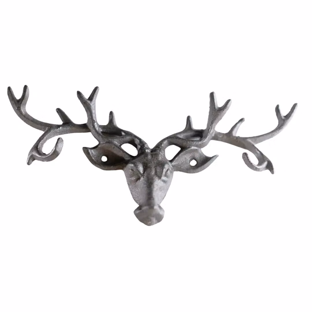 Marco Paul Iron Wall Mounted Stag Coat Rack with 6 Hooks in Matt Bronze – 2
