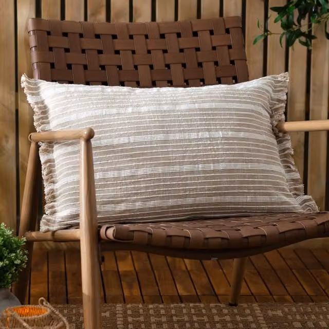 Yard Tide Textured Striped Outdoor Boudoir Cushion in Beige, W: 60 cm, D: 40 cm, H: 40 cm