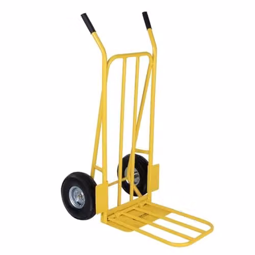 Charles Bentley Heavy Duty Sack Truck and Folding Trolley with Pneumatic Tyre, Yellow or Blue, H 112 x W 56.5 x D 47 cm – 1