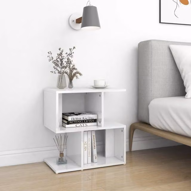 Berkfield Home Set of 2 High Gloss White Bedside Cabinets, W/D/H: 50 x 30 x 51.5 cm