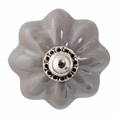 Nicola Spring Polished Grey Ceramic Cabinet Knobs, Pack of 6 – 1