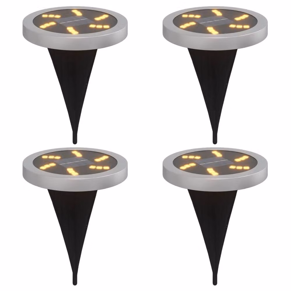 Berkfield Home Solar Ground Lights with Ground Spikes, 4 Pack, Warm White, Black – 2
