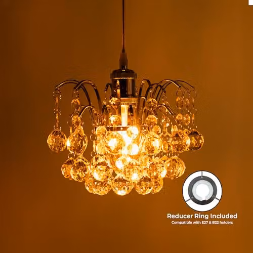 INNOTECK Faceted Oriel Crystal Pendant Light Shade in Polished Chrome – 3