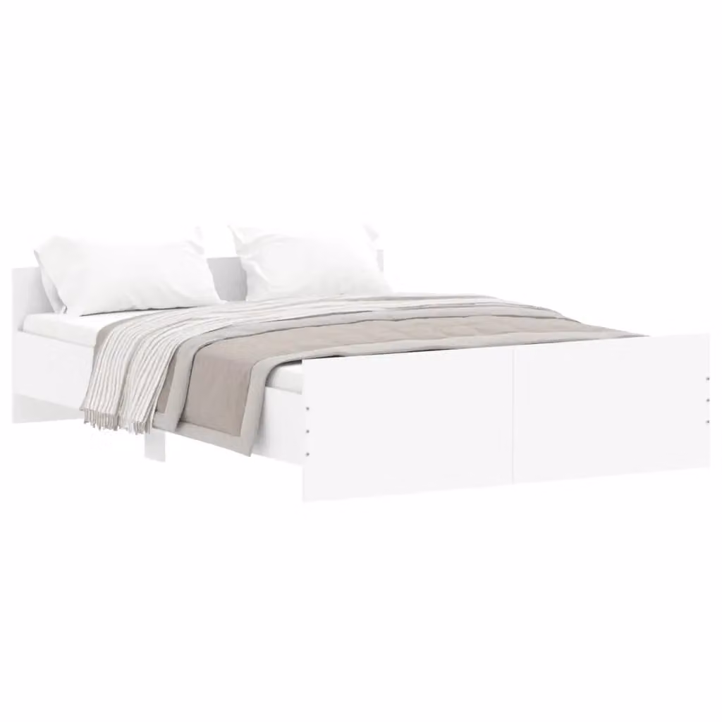 Berkfield Home White Double Bed Frame with Headboard and Footboard W/D/H: 135 x 190 cm – 2