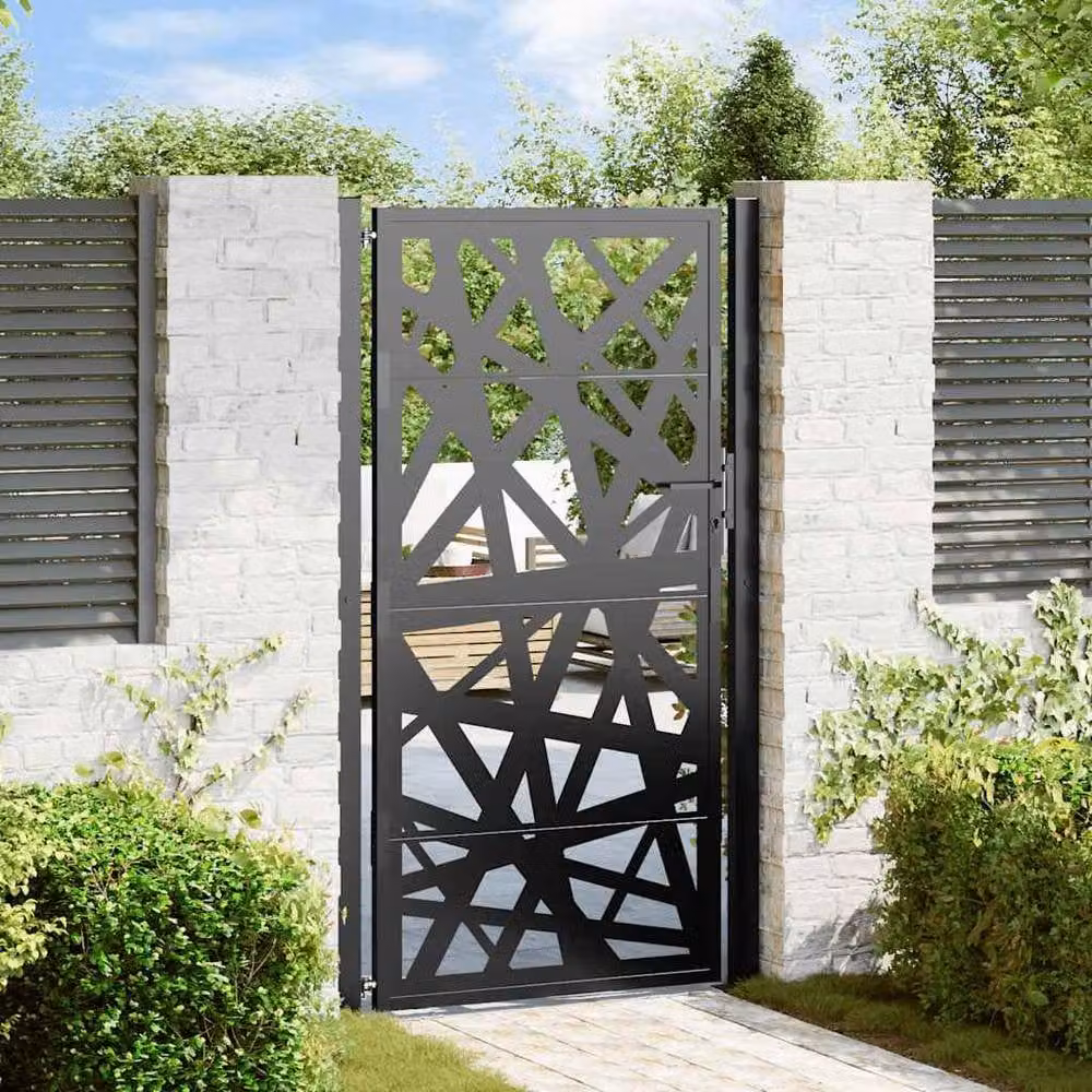 Berkfield Black Steel Garden Gate, W: 105 cm, H: 180 cm – 2