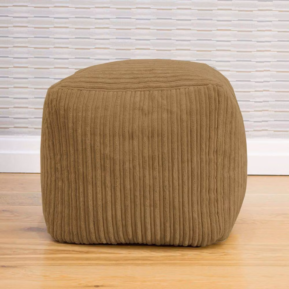 rucomfy Indoor Jumbo Cord Bean Bag Footstool Cube Pouffe in Light Brown – 2