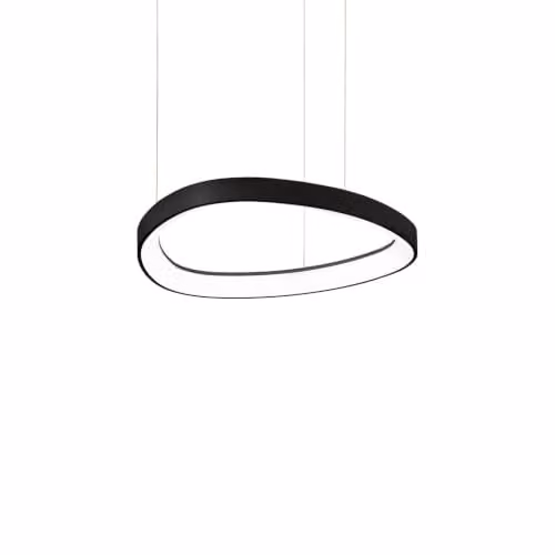 Ideal Lux Gemini Modern LED Ring Pendant Ceiling Light, Black, 2700K Warm White, Diameter: 42.5 cm – 1
