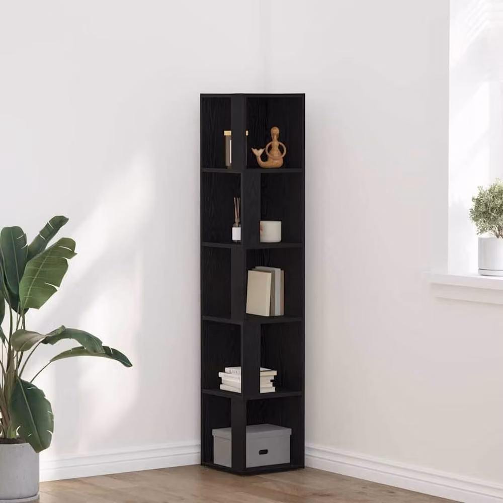 Berkfield Home Stylish Corner Cabinet in Black Oak, W/D/H: 33 x 33 x 164.5 cm – 2