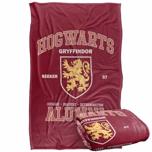LOGOVISION Harry Potter Hogwarts Gryffindor Alumni Super Soft Fleece Throw Blanket, Red/Multicolour, W: 91.44 cm, H: 147 cm