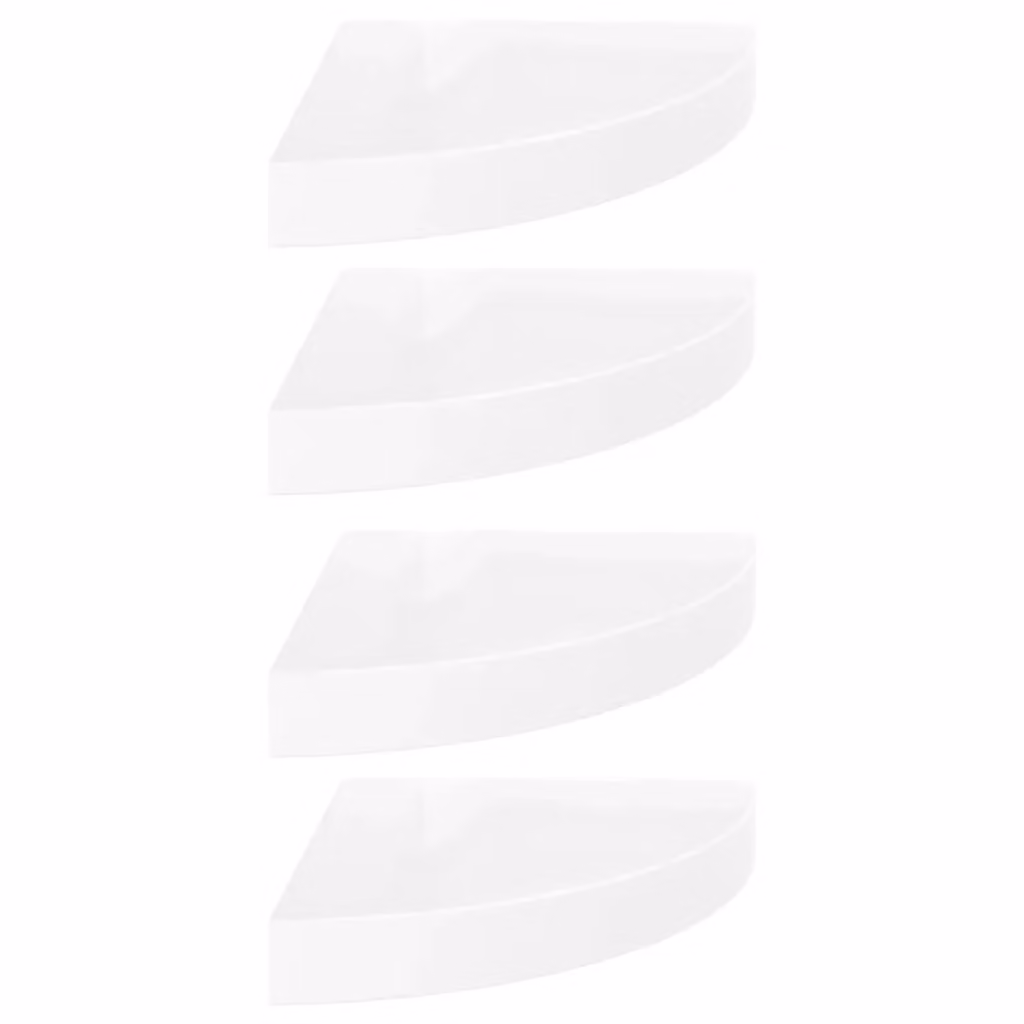 Berkfield Home Set of 4 High Gloss White Floating Corner Shelves, W/D/H: 25 x 25 x 4 cm – 2