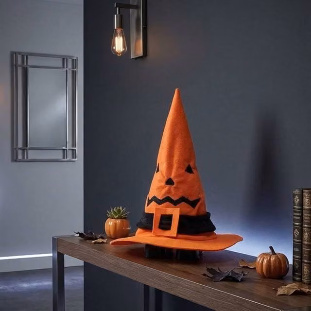 Garden Greatness Scary Moving Halloween Animated Witch Hat in Orange and Multicolour