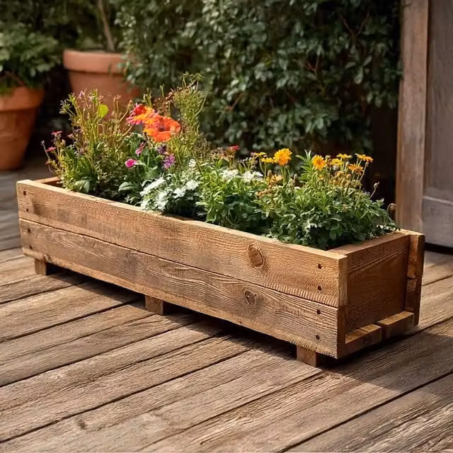 Access Garden Products Brown Pine Wooden Window Box Planter