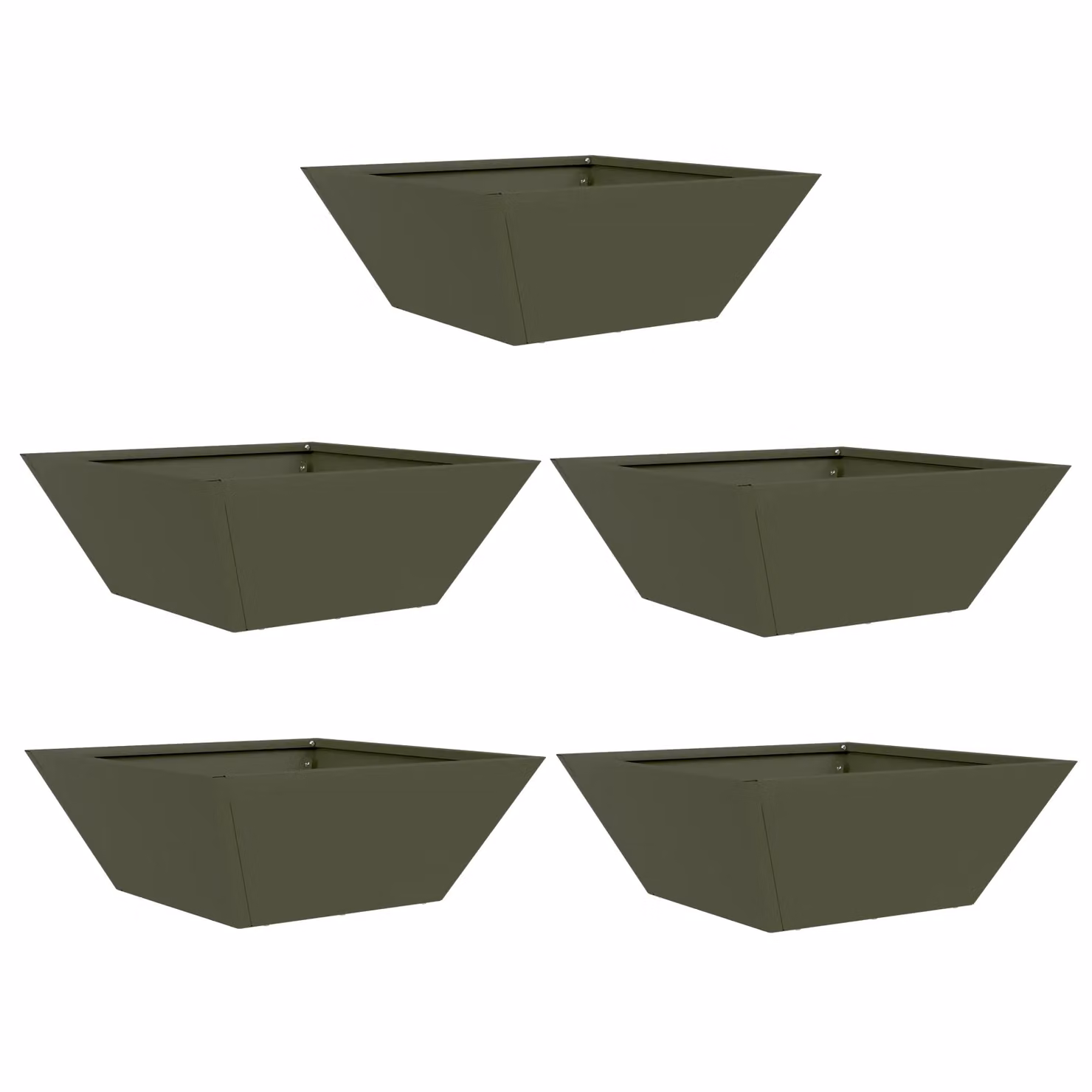 Berkfield Home Garden Steel Bowl Planters, 5 Piece Set, Green, W/D/H: 40 x 40 x 15 cm – 2