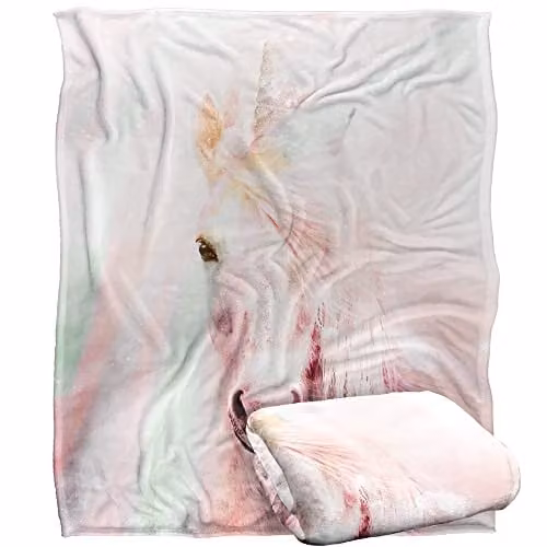 Reinders Unicorn Portrait Silky Touch Super Soft Fleece Throw Blanket, White, W/D/H: 152 x 127 cm