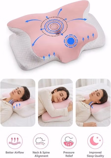 Living and Home Soft Memory Foam Pillow with Removable Cooling Cover in Pink