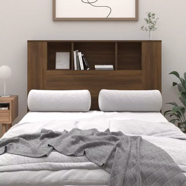 Berkfield Home Modern Brown Oak Headboard Cabinet with Integrated Shelf, W/D/H: 120 x 18.5 x 104.5 cm – 1