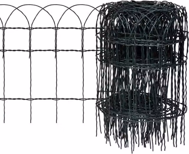 Berkfield Home Garden Green Powder-coated Iron Border Fence 25 x 0.4 m – 1