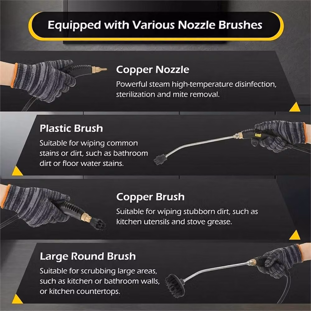Nordara Handheld High Pressure Steam Cleaner for Household and Car Use, Orange, W: 40 cm, D: 30 cm, H: 30 cm – 6