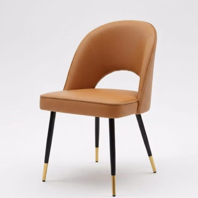 Stratus Interiors Dido Tan Synthetic Leather and Velvet Dining Chair